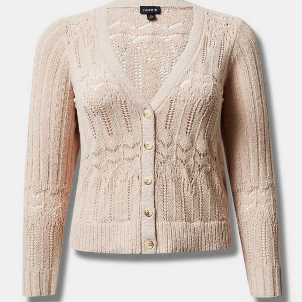 NWT Torrid Pointelle Cardigan V-Neck Sweater